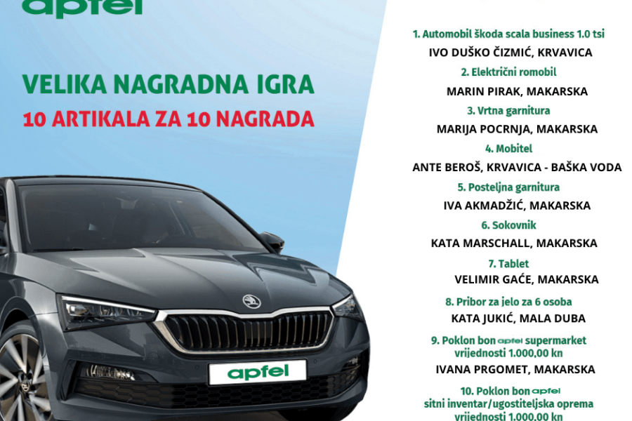 apfel nagradna igra - proglašenje dobitnika