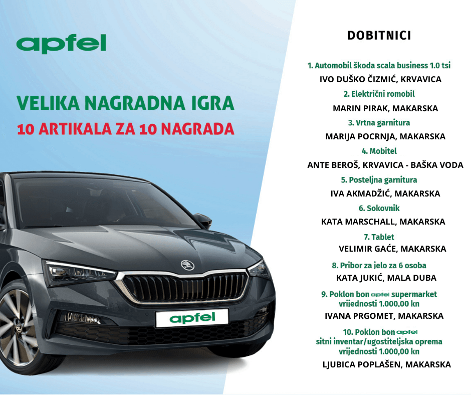 apfel nagradna igra - proglašenje dobitnika